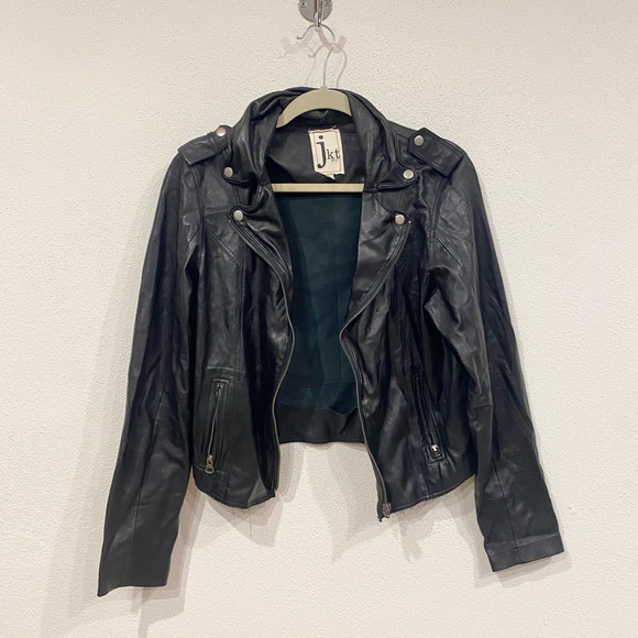 JKT NYC Leather Motorcycle Jacket Size Large EUC - Picture 1 of 4